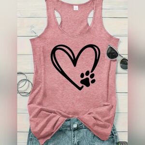Paw print and heart tank